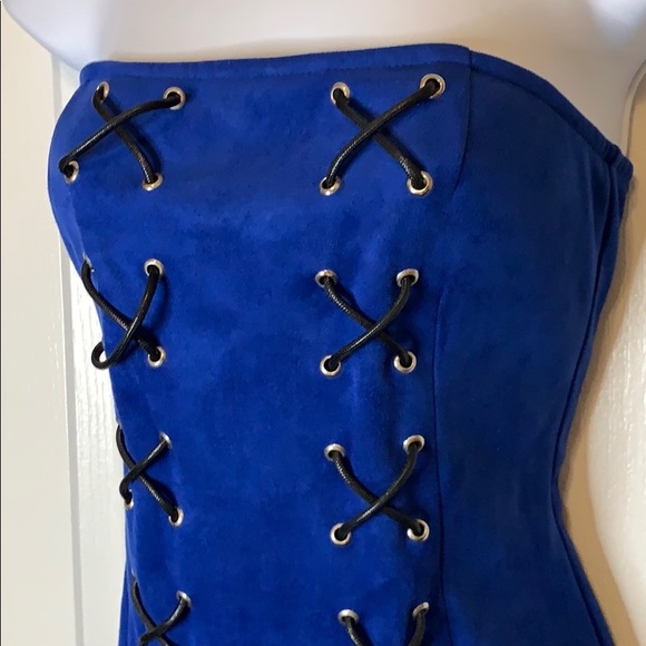 Faux suede strapless mini-dress - Picture 3 of 5